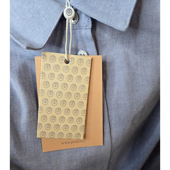 Pearl by Lela Rose Oxford Chambray Open Shoulder button up small 0. - Picture 9 of 11